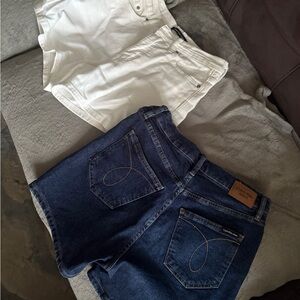 Calvin Klein White and Blue Denim Shorts Set